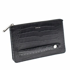 Fendi Selleria Clutch Bag Black Leather Shoulder Compact